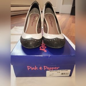Pink & Pepper Black & White Heels